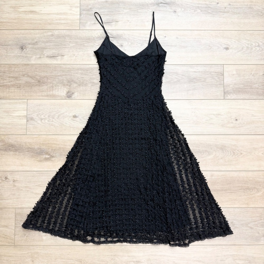 90s HTF Betsey Johnson Black Mesh Midi Dress Fit Flare Basque Whimsigoth Y2K 6 - Picture 8 of 16